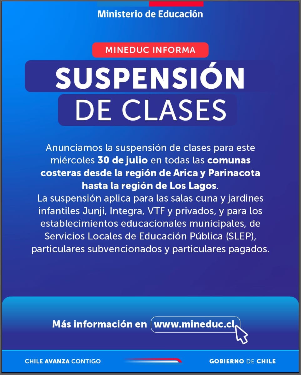 SUSPENSIÓN DE CLASES DEL 30 DE JULIO